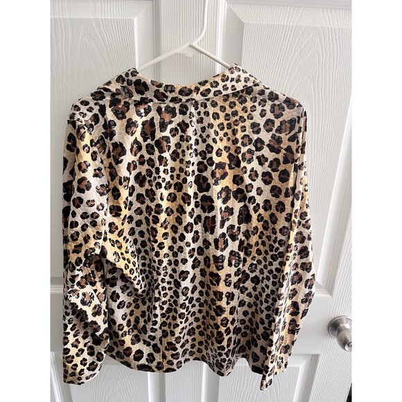 Exclusively Misook Leopard Print Zip Up Jacket Sparkle Paillette Size L - Picture 9 of 9